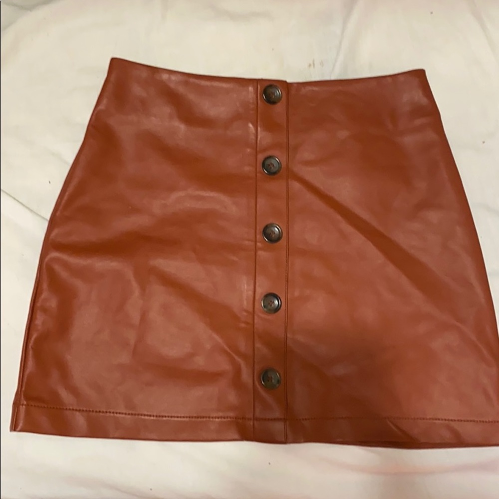 faux leather button skirt